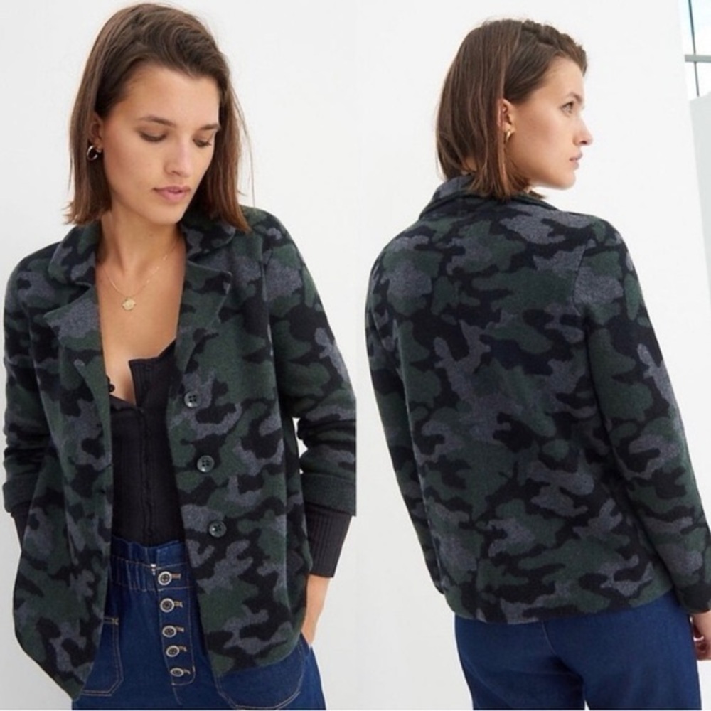 Anthropologie Field Flower Camo Wool Sweater Coat - Size S